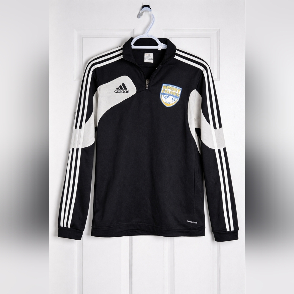 Adidas ClimaCool Half Zip Training Top – Black & White – College Soccer Logo – Y